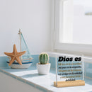 Soporte de madera de acrílico 2D con versículo bíblico en español - Regalo religioso para Navidad, cumpleaños, bautismo - Dios es mi luz en la oscuridad, paz en el dolor - Decoración inspiradora para el hogar y el escritorio