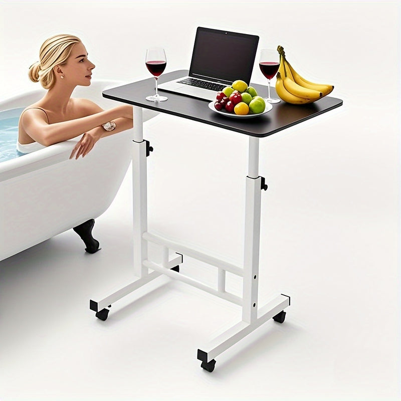 Escritorio ajustable en altura, mesa de comedor, escritorio móvil con ruedas, estructura de hierro resistente y duradera, plegable para ahorrar espacio, ángulo ajustable, multifuncional para lectura, pintura, bordado y más