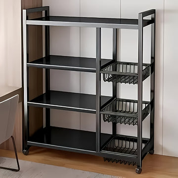 Estantería de cocina ajustable de 4 niveles con almacenamiento móvil y 3 cestas metálicas. Ideal para garajes, armarios, baños y gabinetes de pared. Regalo perfecto para inauguración de casa o organizador nuevo