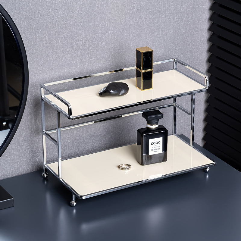 Organizador de Tocador de Estilo Nórdico de 1 Nivel en Acrílico - Elegante Expositor Negro para Mostrar Cosméticos, Perfumes y Almacenamiento de Vasos de Agua - Ideal para Baño, Sala de Estar o Decoración de Entrada
