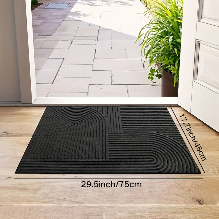 1 alfombra moderna geométrica para entrada - Rayada, antideslizante, liviana, lavable en lavadora, fibra de poliéster, ideal para decoración del hogar, patio y regalos navideños, alfombra para exterior, diseño moderno