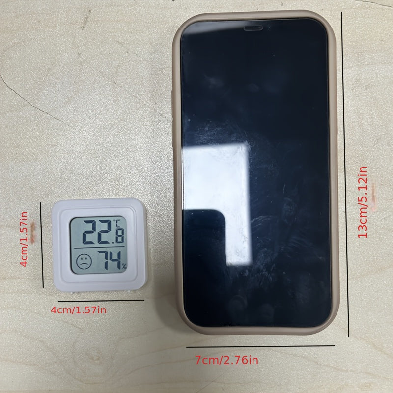 1pc Higrómetro y Termómetro Digital Compacto - Uso Interior/Exterior para Habitaciones de Niños, Coches y Más - Funciona con Pilas y Pantalla Grande para Temperatura, Humedad y Íconos de Sonrisa