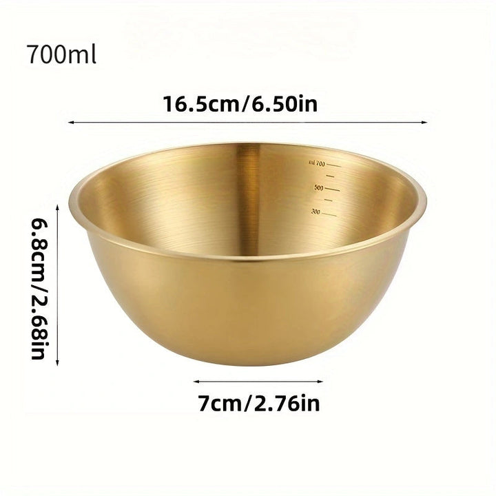 1pc Bol de Ensalada de Acero Inoxidable Duradero con Escala - Apto para Horno, Acabado Metálico Cepillado, Bol Mezclador Redondo para Uso Doméstico y Escolar
