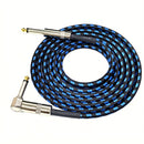 Cable de guitarra de 3,3 pies a 16 pies - Cable de instrumento de alta resistencia de 1/4" con diseño trenzado azul y negro, conector de ángulo recto a recto para guitarra eléctrica, bajo, mandolina, configuración de audio profesional, cable de guitarra,