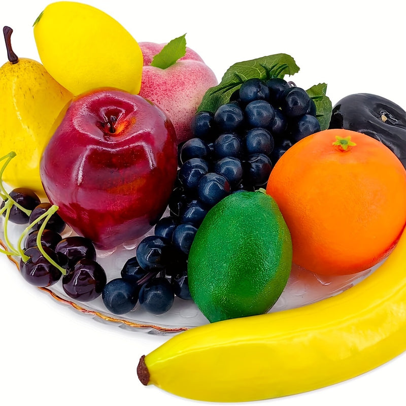 Juego de Frutas Artificiales para Decoración, Accesorios de Frutas Falsas, 10 Tipos de Frutas (Total 12 piezas)
