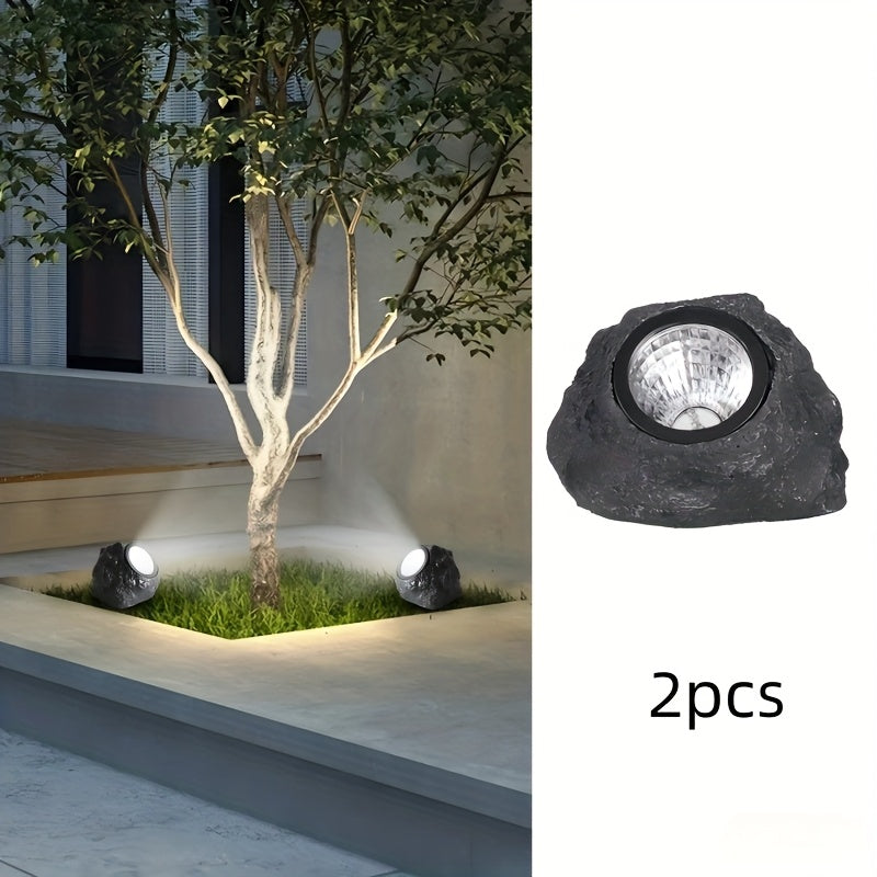 2pcs Luces de Resina Solar, Lámpara LED para Paisaje Exterior Blanco Cálido/Blanco Foco, Suelo Enterrado, Superficie Pulida, Portátiles con Control de Interruptor, Adecuadas para Parques, Villas, Céspedes, Decoraciones de Bodas y Cumpleaños - Impermeable