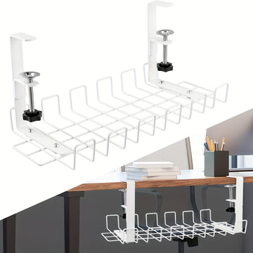1 unidad Organizador de Escritorio Ajustable /Blanco de 36.98 cm para Enchufes y Cables de Oficina sin Taladrar, Fácil Instalación