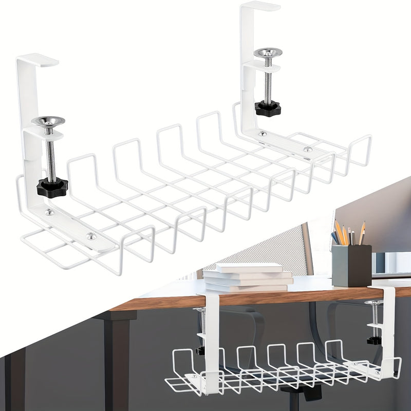 1 unidad Organizador de Escritorio Ajustable /Blanco de 36.98 cm para Enchufes y Cables de Oficina sin Taladrar, Fácil Instalación