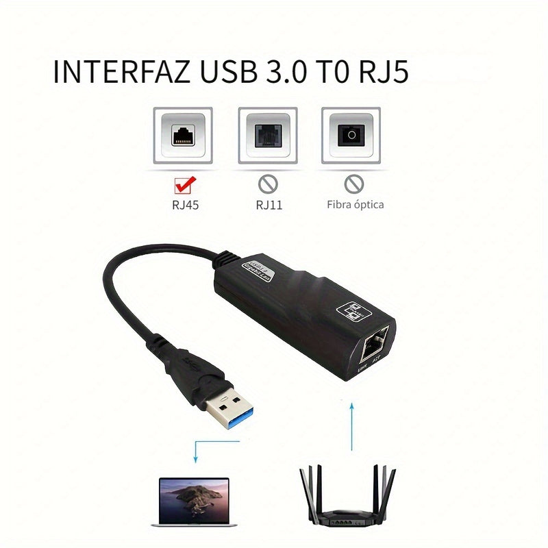 Adaptador de Ethernet USB 3.0 de 1000Mbps/100Mbps, tarjeta de red RJ45 para PC/Portátil, compatible con Smartthings, alimentado por USB, tensión de funcionamiento ≤36V