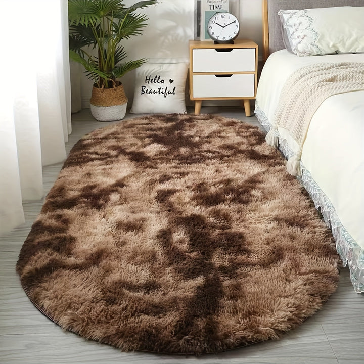 Suave alfombra ovalada de poliéster para dormitorio y sala de estar - Lavable a mano, patrón de mármol gris y blanco, perfecta para mesas de café, puertas y decoración hogareña acogedora, alfombras para vivir.