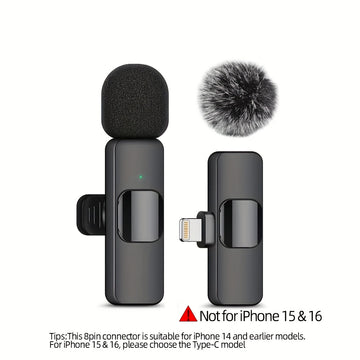 Micrófono de solapa inalámbrico Beekinn - Recargable USB-C, 2.4GHz, plug and play, para iPhone, iPad, Android, grabación de audio y video, transmisión en vivo, entrevistas