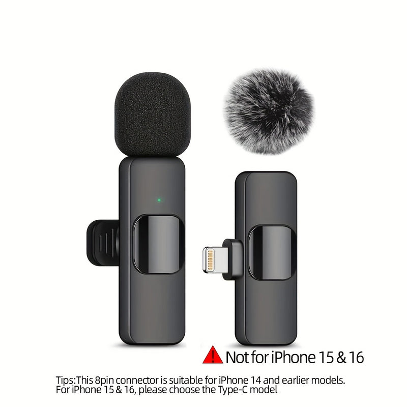 Micrófono de solapa inalámbrico Beekinn - Recargable USB-C, 2.4GHz, plug and play, para iPhone, iPad, Android, grabación de audio y video, transmisión en vivo, entrevistas