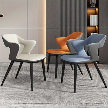 Silla de comedor elegante estilo francés con respaldo - Diseño hueco, disponible en azul, naranja, gris - Ideal para club, hotel, restaurante occidental, café, muebles de comedor.