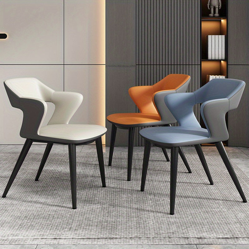 Silla de comedor elegante estilo francés con respaldo - Diseño hueco, disponible en azul, naranja, gris - Ideal para club, hotel, restaurante occidental, café, muebles de comedor.