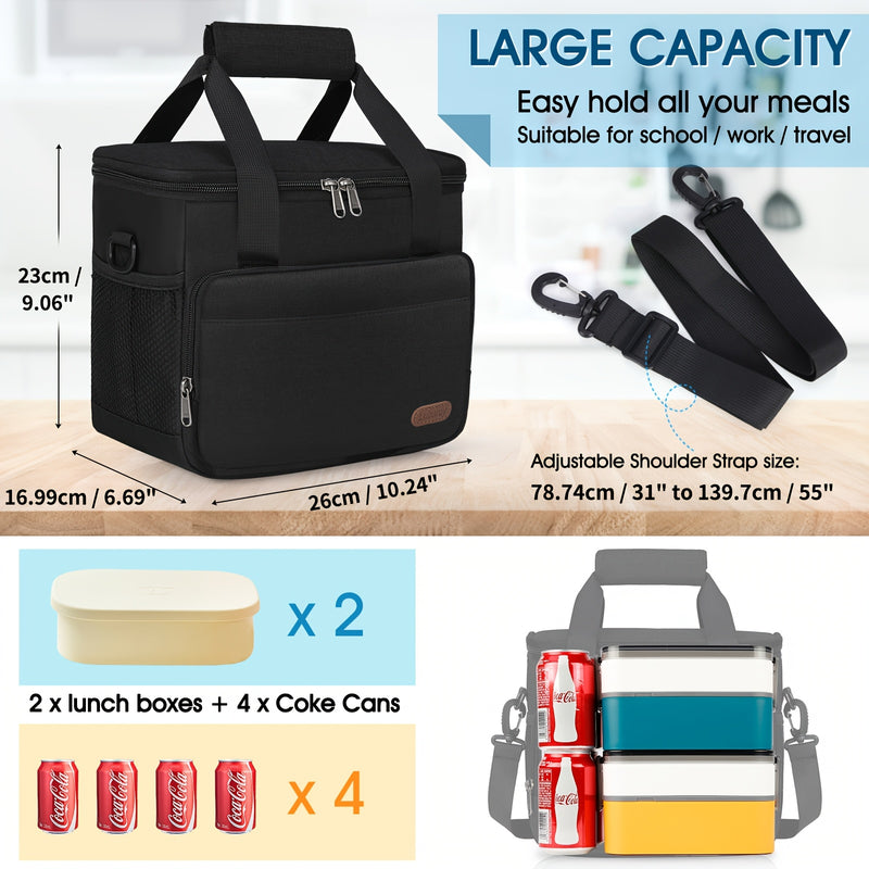 Nevera Térmica Dakuly para Hombres y Mujeres, Reutilizable, 12 Latas (10L), Antifugas con Correa Ajustable, Ideal para Trabajo, Oficina o Picnic, , Regreso a Clases