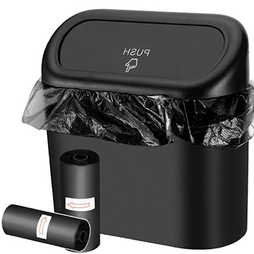 Cubo de Basura para Automóvil Mini con Tapa Impermeable y 2 Bolsas de Basura - Organiza y Almacena Objetos en Tu Vehículo