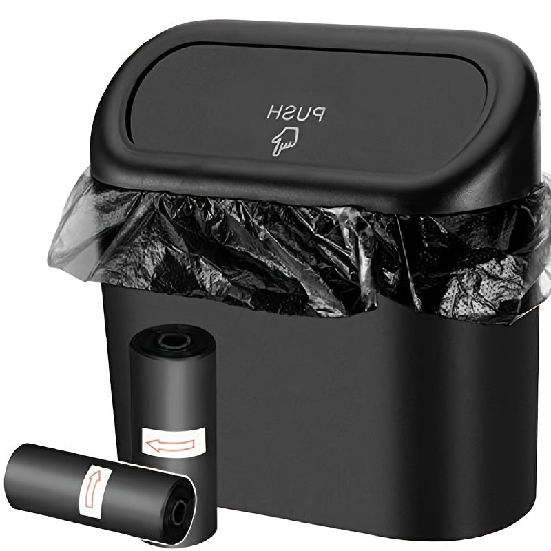 Cubo de Basura para Automóvil Mini con Tapa Impermeable y 2 Bolsas de Basura - Organiza y Almacena Objetos en Tu Vehículo
