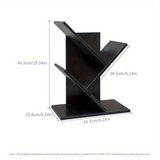 Estantería de Escritorio de Madera con Forma de Árbol y Múltiples Niveles - Negra, Organizador de Almacenamiento de Madera Maciza para Oficina