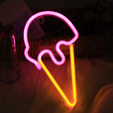 1 unidad de luces LED en forma de cono de helado rosa dorado, operadas por USB y baterías: decoración novedosa y elegante para bares en casa, fiestas y ventanas. Ideal para agregar un brillo festivo en Navidad, San Valentín o cualquier ocasión especial