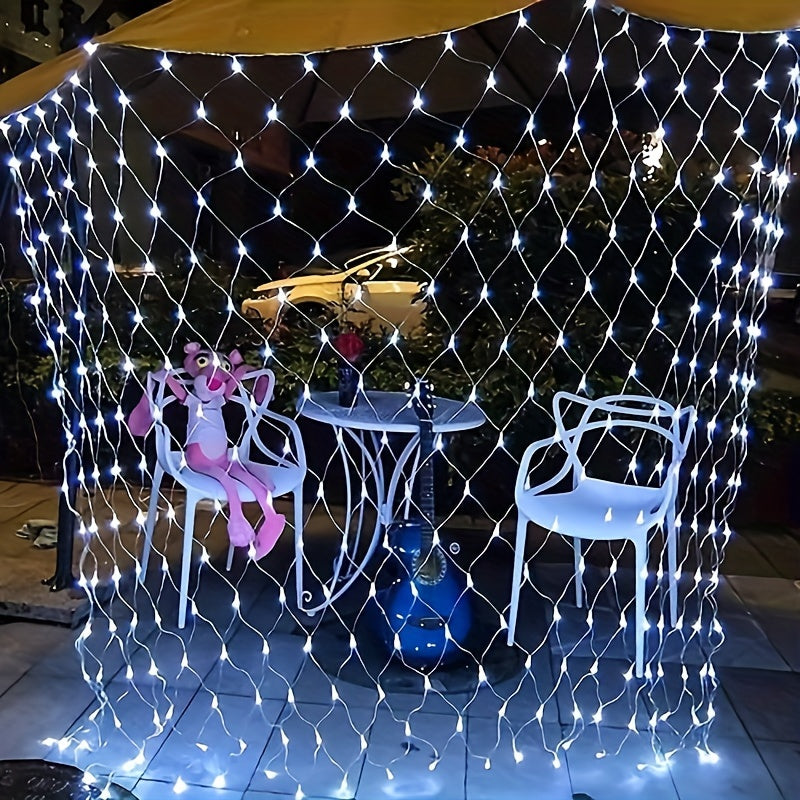 298.7cm*201.17cm 192LED Red de luces LED alimentada por energía solar, luces de malla solar, luces de red para arbustos, 8 modos, eficiente en energía para jardín, patio, pared, boda, Navidad, Halloween y decoración al aire libre, decoración festiva
