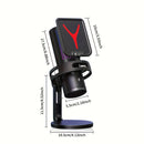 Microfono de Juego RIKSOIN RGB USB-C con Cancelación de Ruido, Silencio Rápido, Trípode Ajustable y Diseño Antigolpes, Control de Volumen Plug-and-Play, Iluminación RGB en Tiempo Real - Compatible con PS4/PS5/PC para Streaming, Videoconferencias (), Grab