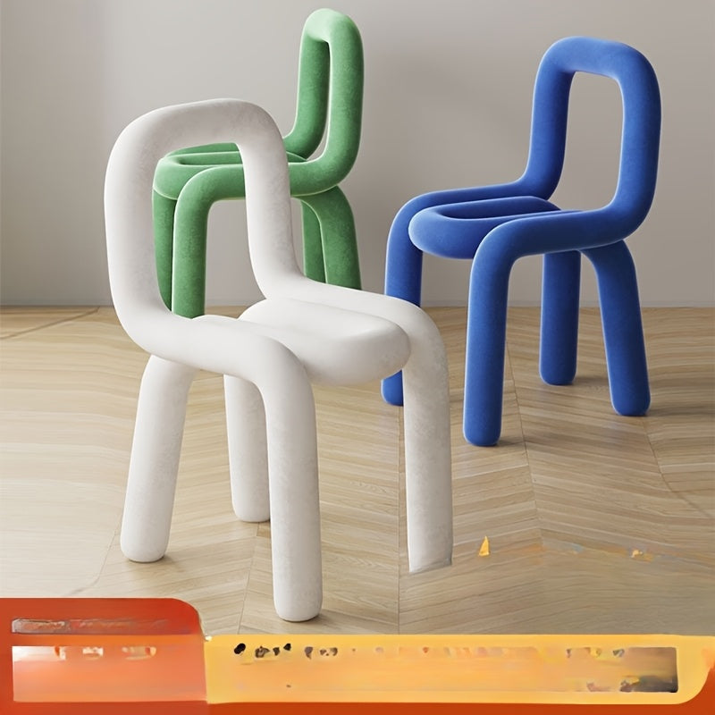 Silla Apilable de Acero Azul Chic con Respaldo - Versátil y Elegante para Decoración de Dormitorio, Oficina o Sala de Estar