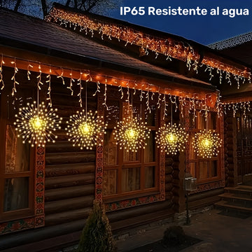 Conjunto de Luces Solares Colgantes para Jardín Exterior de 2 piezas/4 piezas, Luces Inteligentes Esféricas con Estallido de Estrellas y 240/480 LEDs, Impermeables IP65 en 8 Modos, Cuerda de Hadas de Alambre de Cobre para Decoración de Año Nuevo y Navida
