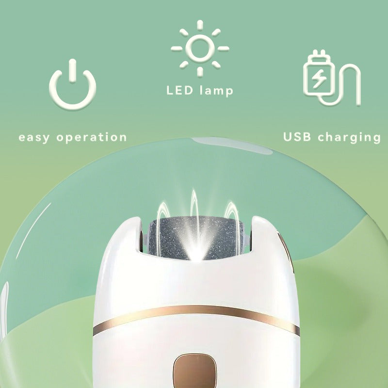 1 Lima Eléctrica para Pies/Removedor, 3 Cabezales de Repuesto, Exfoliador Automático Doméstico para Eliminar Callosidades Beige Claro, Cuidado y Mantenimiento de Pies y Uñas, Herramienta de Belleza para Pies Suaves, Dispositivo Portátil para Viajes. Afei