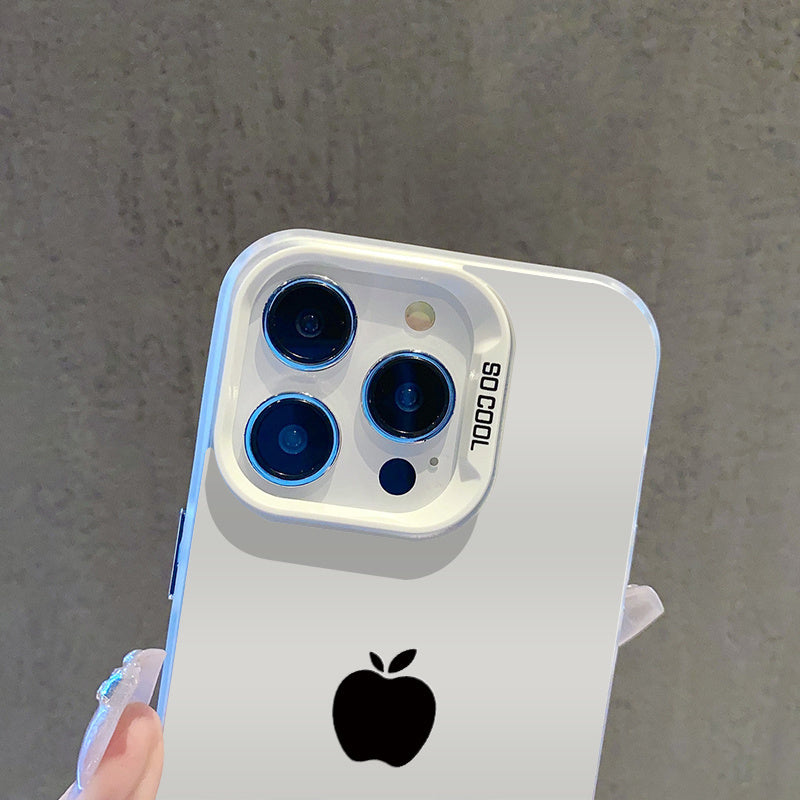 Estuche Minimalista de Negocios con Patrón de Manzana Plateada Adecuado para iPhone 16 PRO MAX, iPhone 15 PRO MAX 14 16 PLUS 15 13 12 11 7 8P X XR XS MAX, Funda Móvil Anti-Caída de Alta Estética Modelo A429TYBL68