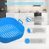 3 Piezas de Forros para Freidora de Aire Antiadherentes, Resistentes a 480°F/250°C con Base Antideslizante, Fácil Limpieza, Compatibles con Todas las Freidoras, Horno y Horneado - Cestillas de Silicona Alimentaria (4-7 Cuartos/3.8-6.5L) - Ideales para Po