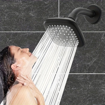 Cabeza de ducha de vidrio de 4 pulgadas con experiencia de lluvia - Diseño rectangular pintado para montaje en pared, estética moderna para baño, alta presión y ahorro de agua, accesorios de ducha.