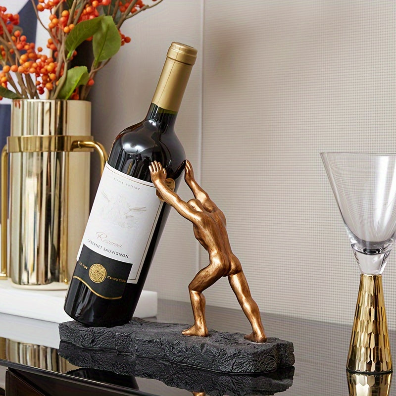 Un Elegante Soporte de Vino de Resina al Estilo Europeo - Un Diseño Luxuoso y Creativo que es Perfecto para la Decoración del Hogar y la Oficina, Haciéndolo un Ideal Exhibidor para Estanterías o Entradas.