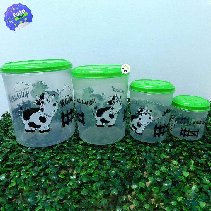 Juego De Recipientes Herméticos X4 Decorados Portacomidas Cocina 1058