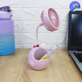 Mini Ventilador Flexible Portalápices Soporte Celular Dinosaurio 275A