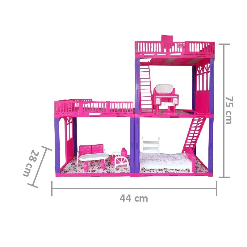 Casa De Muñecas Tipo Barbie Set Armable + Cocina Y Comedor Carolina 160-2