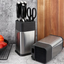 1PC Bloque de cuchillos de acero inoxidable con afilador incorporado - Organizador de cuchillos para encimera de cocina (cuchillos no incluidos)