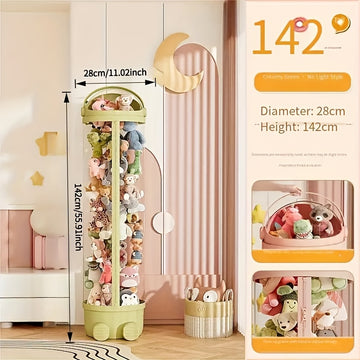 Balde de Almacenamiento Transparente con Temática de Astronauta Blanco y Tapa Abatible - Organizador Multiusos para Muñecas, Juguetes, Hogar & Viaje, Contenedor Portátil de Plástico Duradero 111.76-172.72 cm