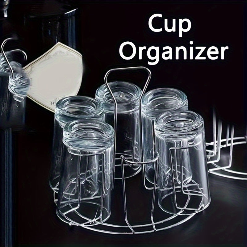 Soporte Elegante para Tazas de Acero Inoxidable Alto - Organizador de Vasos, Organizador con Drenaje, Escurridor de Cristales y Tazones para Encimera de Cocina en Casa o Bar