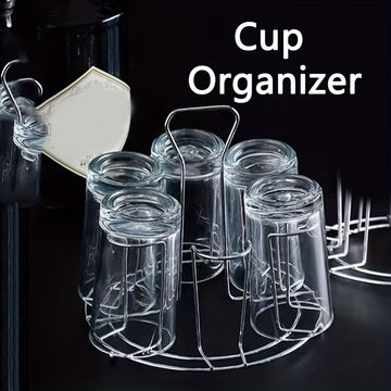 Soporte Elegante para Tazas de Acero Inoxidable Alto - Organizador de Vasos, Organizador con Drenaje, Escurridor de Cristales y Tazones para Encimera de Cocina en Casa o Bar