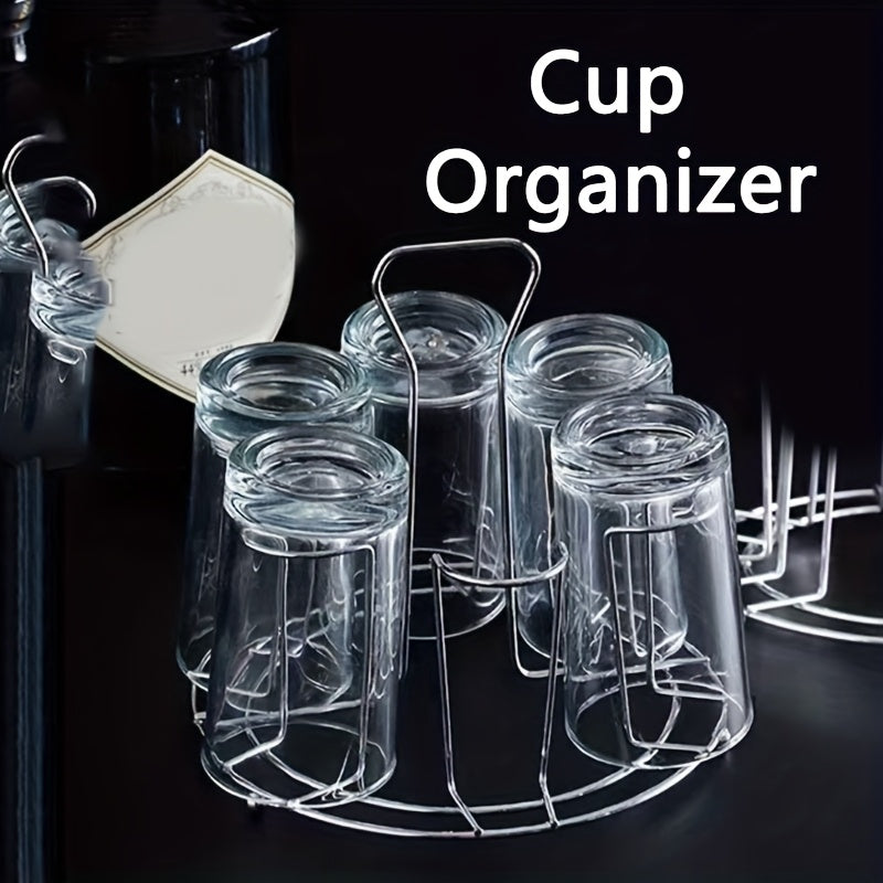 Soporte Elegante para Tazas de Acero Inoxidable Alto - Organizador de Vasos, Organizador con Drenaje, Escurridor de Cristales y Tazones para Encimera de Cocina en Casa o Bar