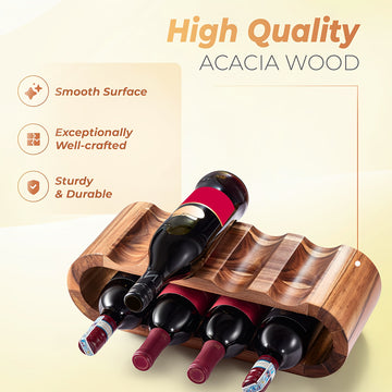 Soporte para Vino de Bambú con Portavasos en Forma de Tacón Alto para 8 Botellas - Diseño Ahorrador de Espacio para Encimera, Silueta Elegante y Moderna, Sin Necesidad de Montaje, Regalo Ideal para Amantes del Vino