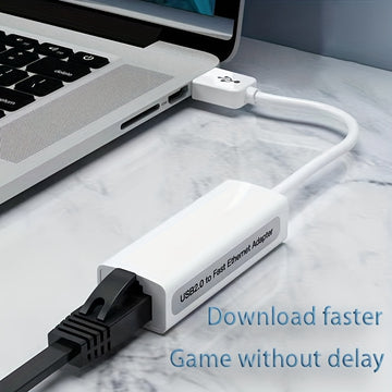Adaptador Ethernet LAN USB 2.0 portátil con velocidad de 100 Mbit/s, función plug and play y sin necesidad de controladores