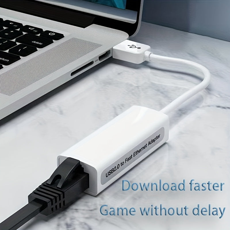 Adaptador Ethernet LAN USB 2.0 portátil con velocidad de 100 Mbit/s, función plug and play y sin necesidad de controladores