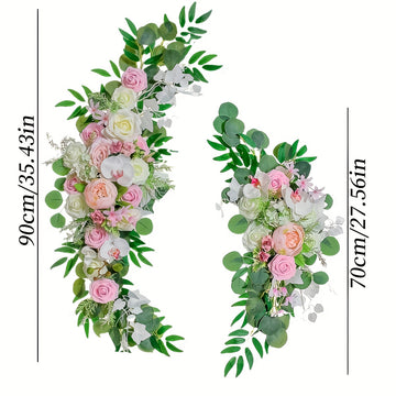 Juego de 2 piezas de flores artificiales para decoración de arco de boda, área de bienvenida, colgantes, flores angulares, decoración exterior, puerta, arreglo floral para bodas