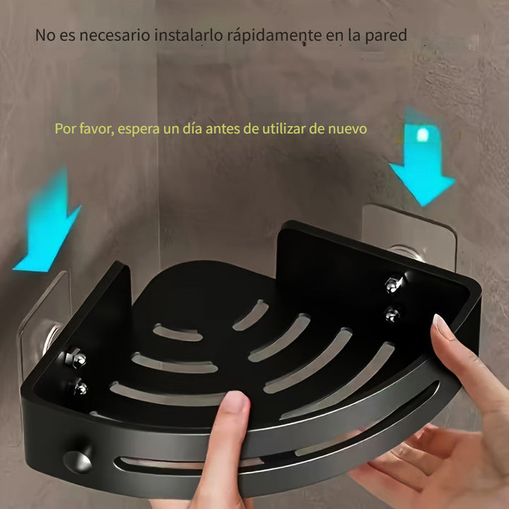 Conjunto de estanterías de esquina de 3 capas para montaje en pared, organizador de baño sin taladro para cosméticos y productos de ducha, almacenamiento de ahorro de espacio para accesorios de hogar y cocina, acabado pintado, no requiere electricidad