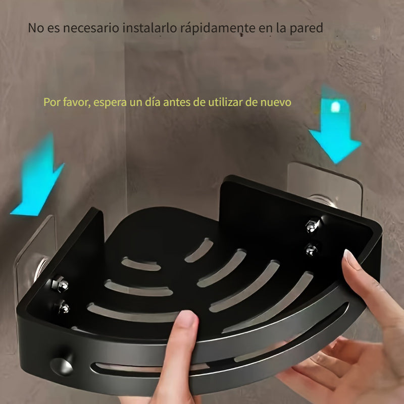 Conjunto de estanterías de esquina de 3 capas para montaje en pared, organizador de baño sin taladro para cosméticos y productos de ducha, almacenamiento de ahorro de espacio para accesorios de hogar y cocina, acabado pintado, no requiere electricidad