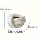 1 pieza de Cubierta para Caja de Pañuelos con Diseño de Nudo Cerámico - Portaservilletas Redondo Moderno en Beige y Blanco, Decoración Elegante para Baño, Sala de Estar, Encimera del Tocador