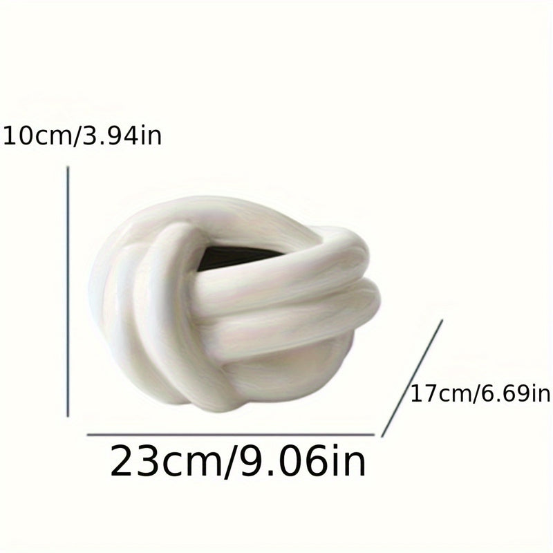 1 pieza de Cubierta para Caja de Pañuelos con Diseño de Nudo Cerámico - Portaservilletas Redondo Moderno en Beige y Blanco, Decoración Elegante para Baño, Sala de Estar, Encimera del Tocador