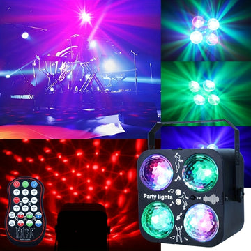 1PC Bola mágica de luz disco RGB con carcasa metálica, karaoke estroboscópico controlado por voz para DJ, entretenimiento interior, adecuada para iluminación de escenario, decoración de Navidad y regreso a clases [con control remoto, sin batería]
