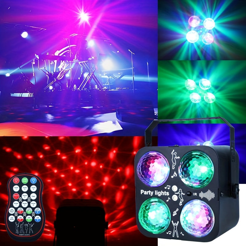 1PC Bola mágica de luz disco RGB con carcasa metálica, karaoke estroboscópico controlado por voz para DJ, entretenimiento interior, adecuada para iluminación de escenario, decoración de Navidad y regreso a clases [con control remoto, sin batería]